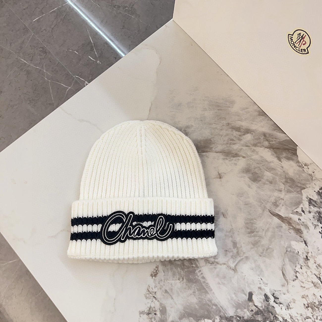 Chanel Knitted Cold Hat White Black Gray Brown (13) - newkick.cc